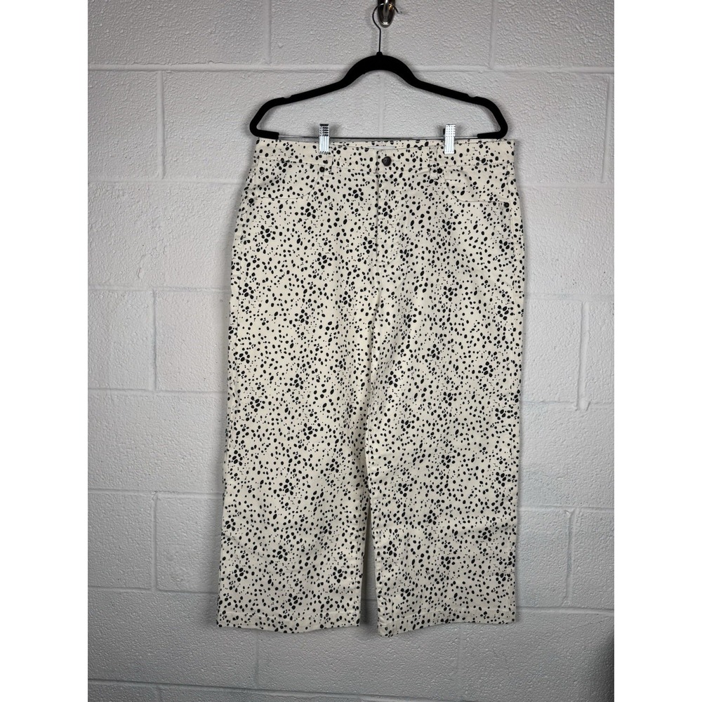 OTG On The Go Dalmatian Spot Wide Leg Cropped Jeans Womens 14 Cotton Stretch